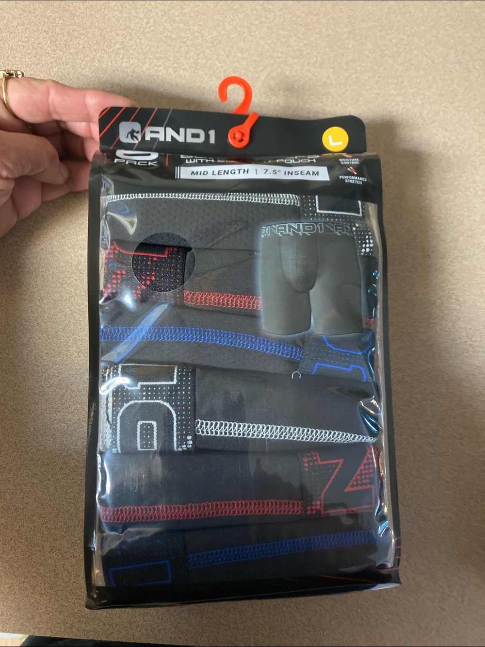 And1 Men's Boxer Briefs Pack - Black with Blue & Red Accents